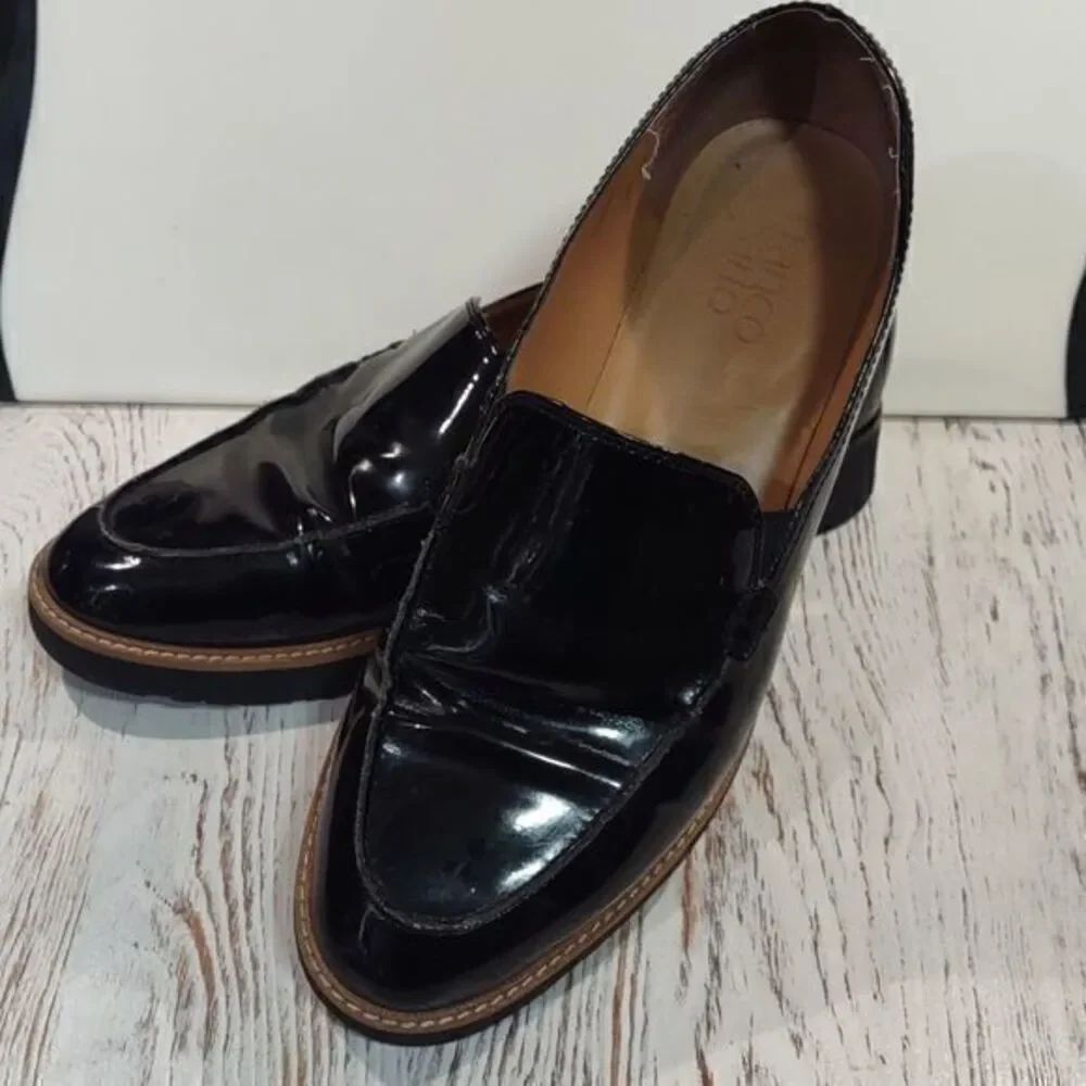 Franco Sarto Cypress Womens Black Patent Leather‎ Shoes Sz 8.5M